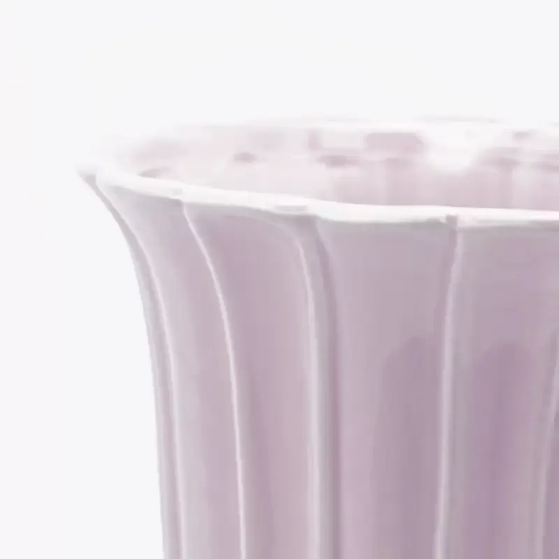 Vaso ceramica tulipano coppa con piede rosa - H.41 cm - EDG